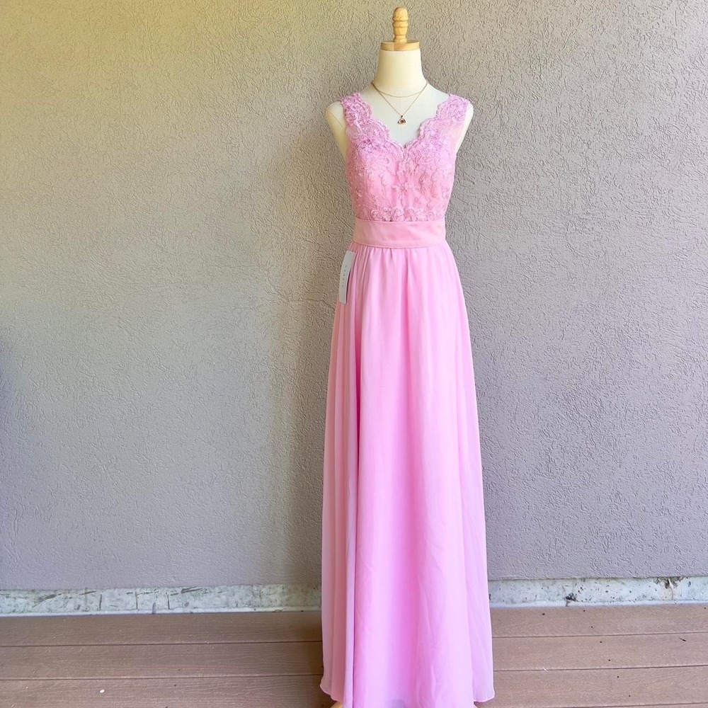 AZAZIE Gertrude Lace‎ Chiffon Formal Gown Dress A8 Candy Pink Prom Bridesmaid